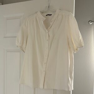 Pretty Garden Ivory Button-Up Blouse